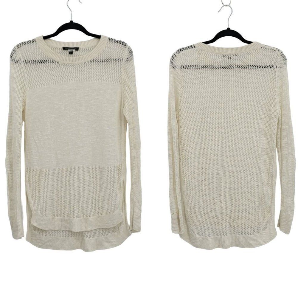 Banana Republic Coverup Top M White Open See Through Knit Side Slit Tunic Beach‎